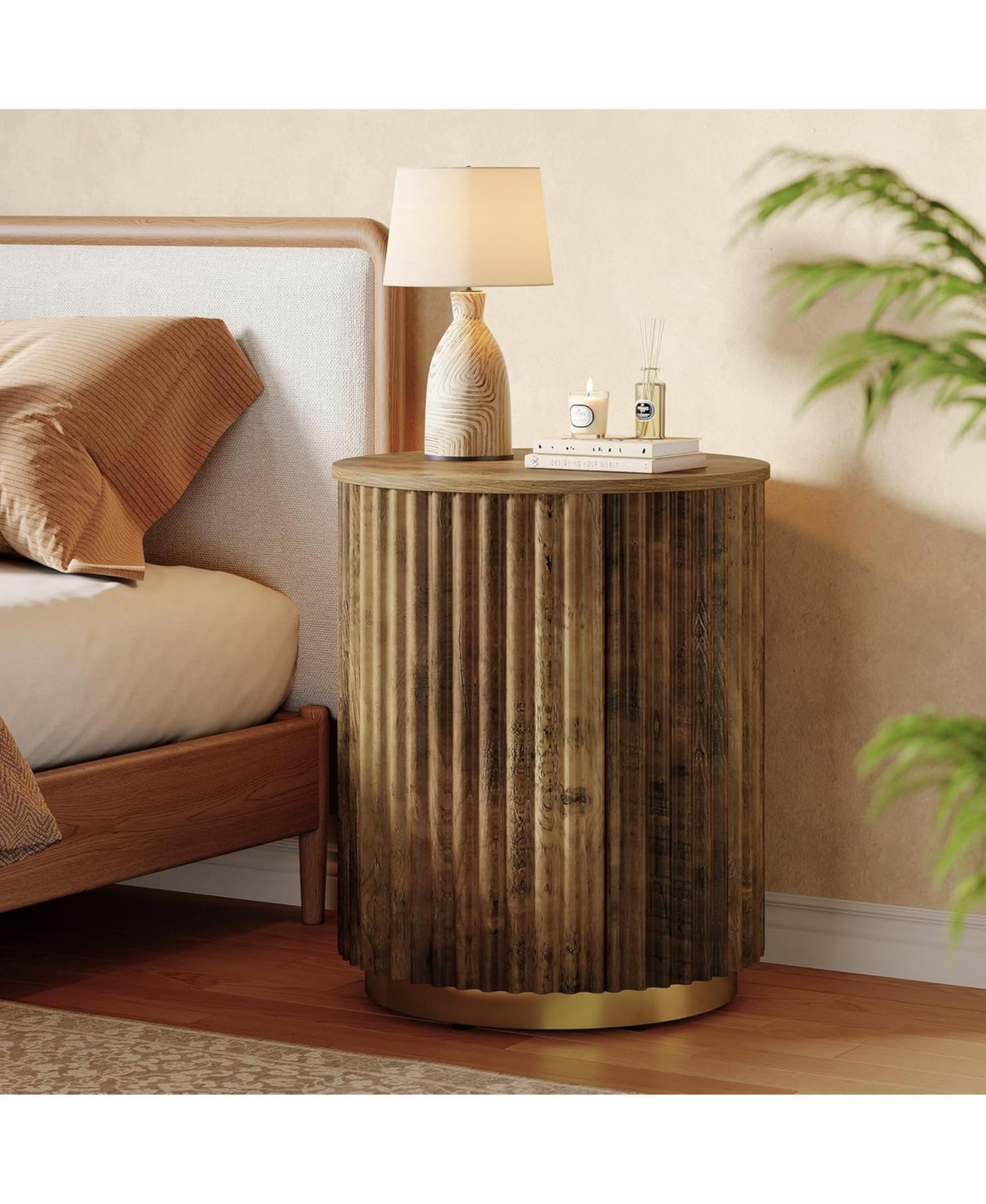 Tribesigns Round Side Table Set of 2, Small Bedside Table for Sofa