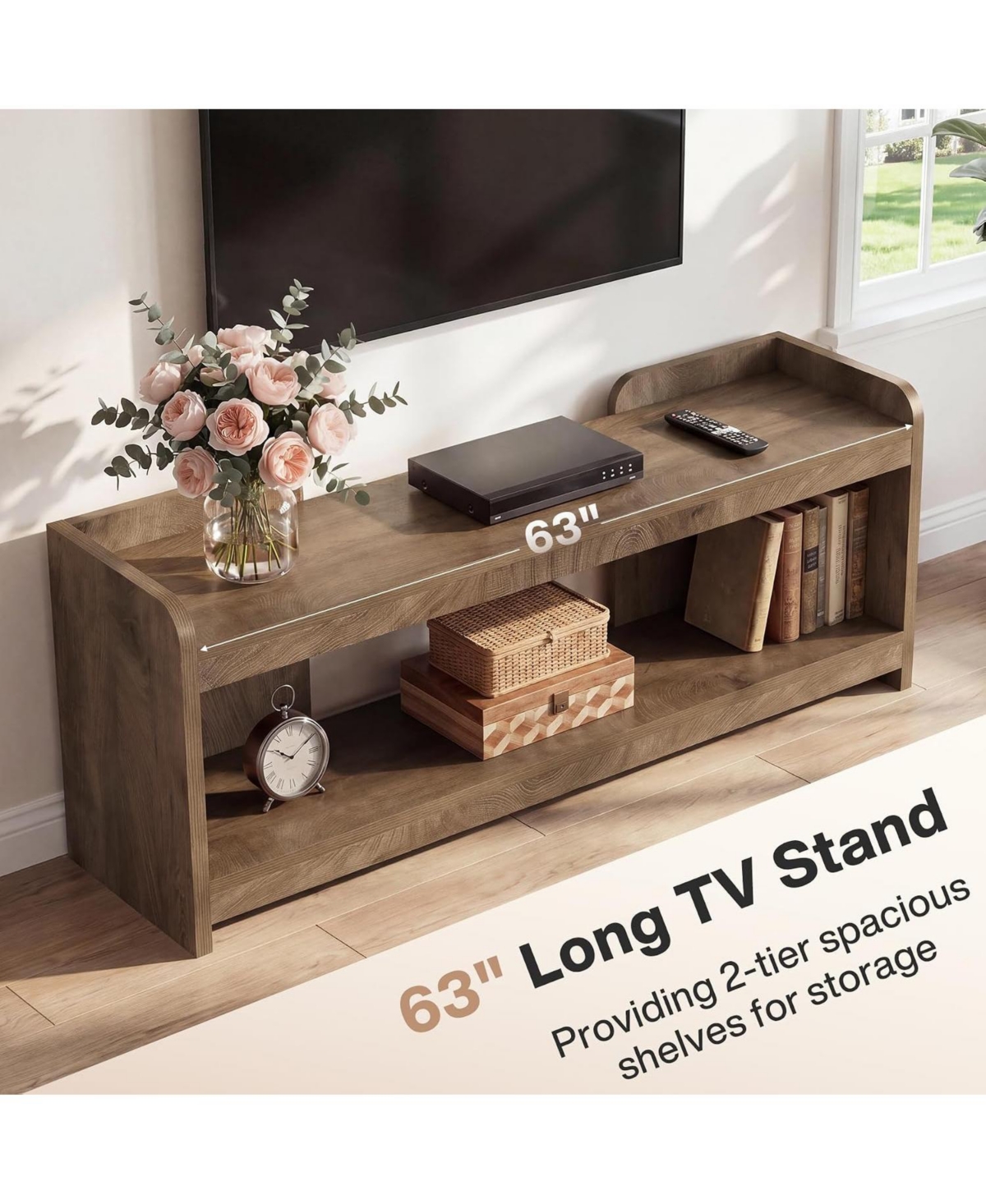 Tribesigns 63-Inch Tv Stand for TVs Up to 70", 2-Tier