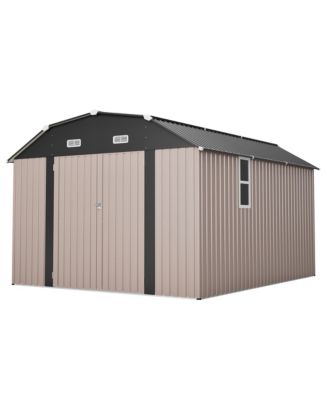 10x12 Feet Metal Outdoor Storage Shed with Floor Frame