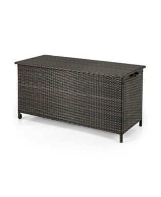 85-Gallon Indoor Outdoor Storage Box, Rolling Wicker Deck Chest