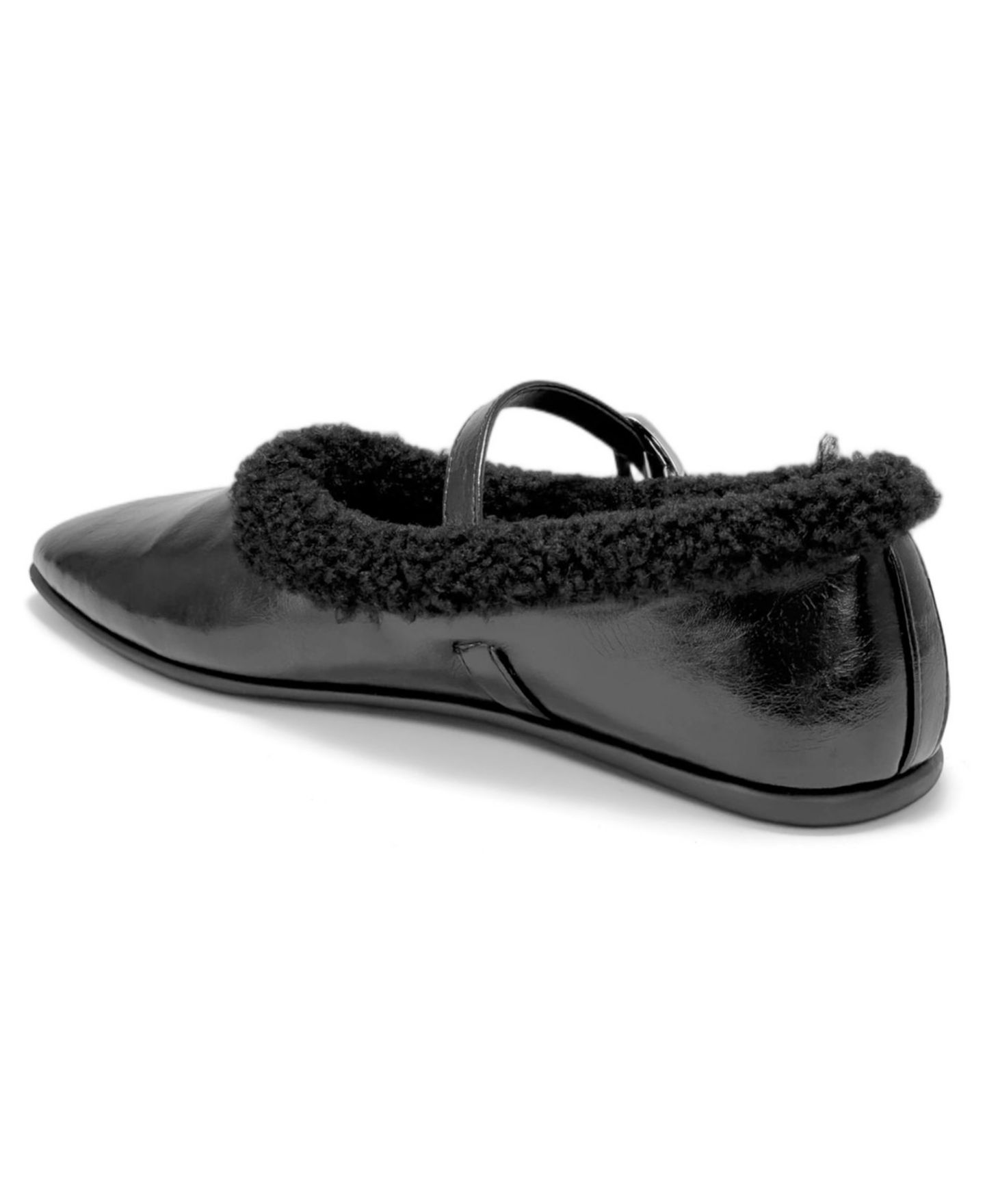 Женские балетки Aerosoles Petra Faux Fur Mary Jane Flats, цвет: Чёрная искусственная кожа — фото 6