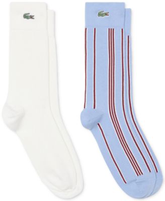 Men's Ribbed Solid and Stripe Crew Socks, 2-Pack