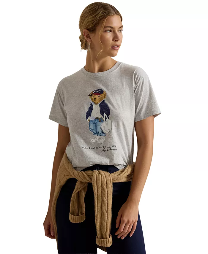 Women's Bear Print Crew Neck T-Shirt