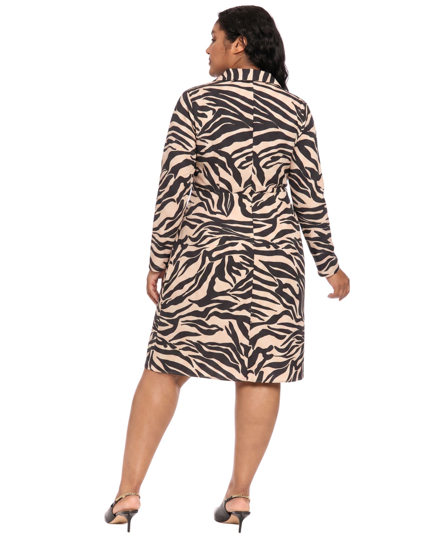 Plus Size Long-Sleeve Wrap Midi Dress
