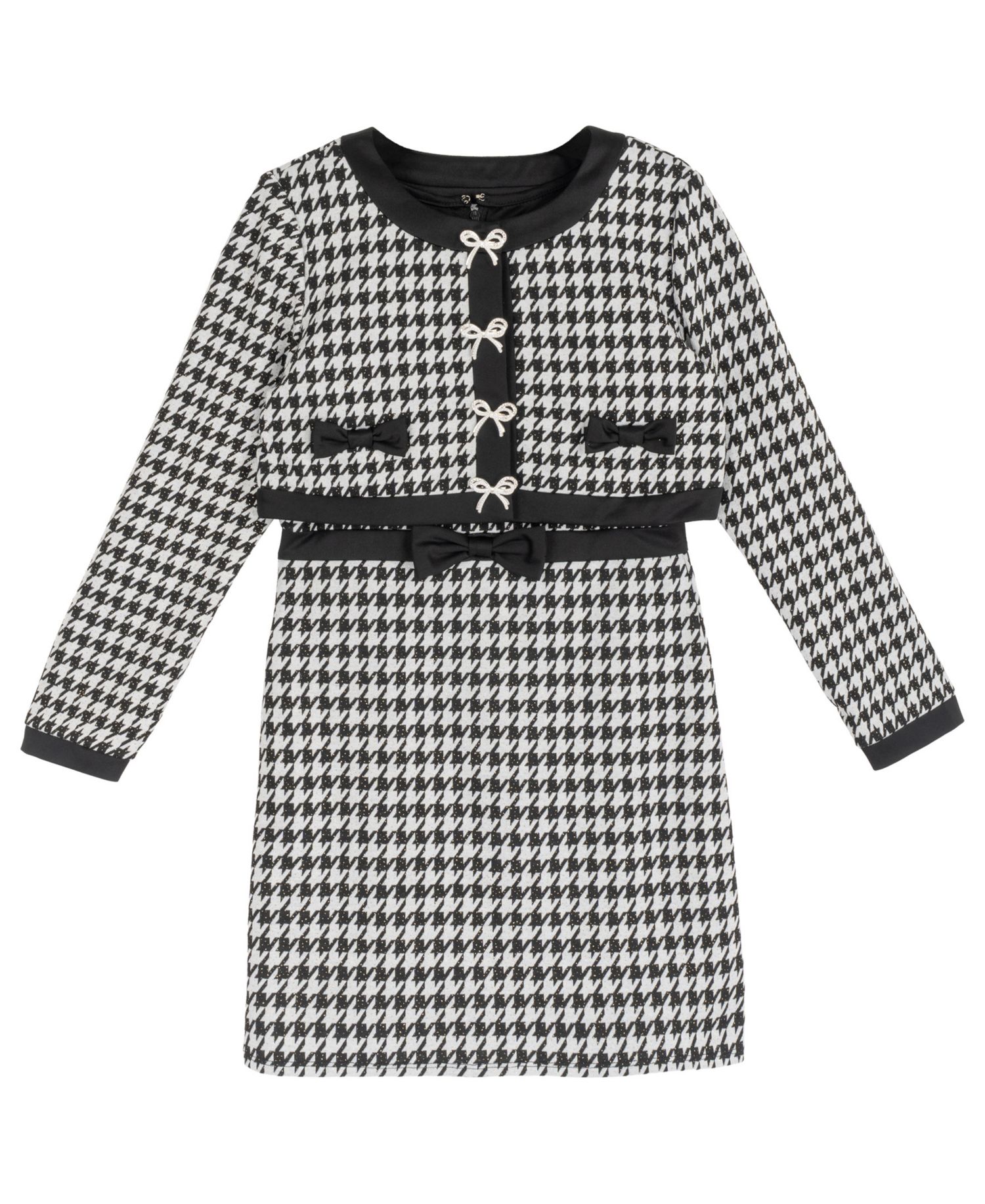 Girls' 7-16 Round Neck Long-Sleeve Dress