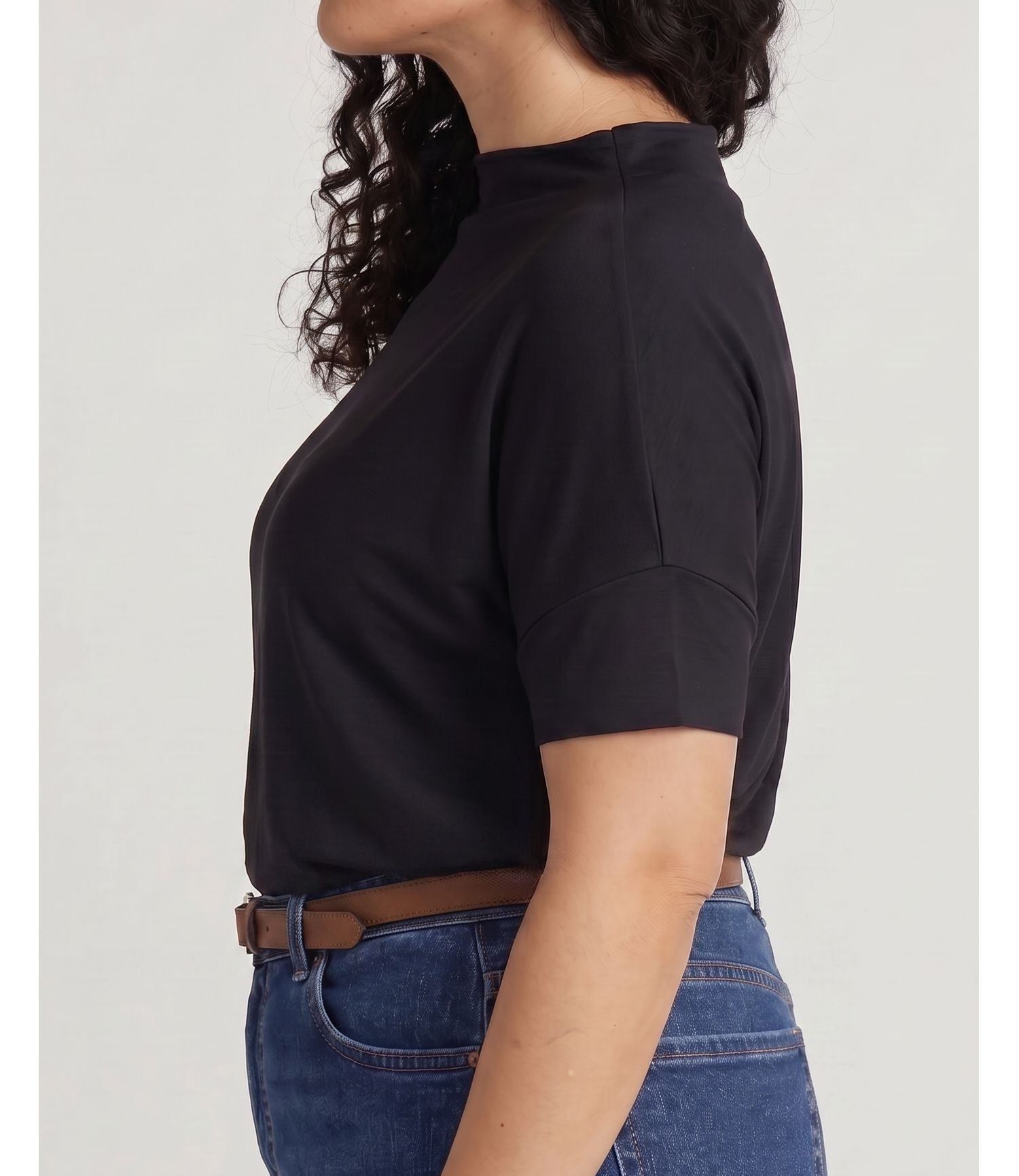 Plus Size Petra Mockneck Dolman-Sleeve Rayon-Blend T-Shirt