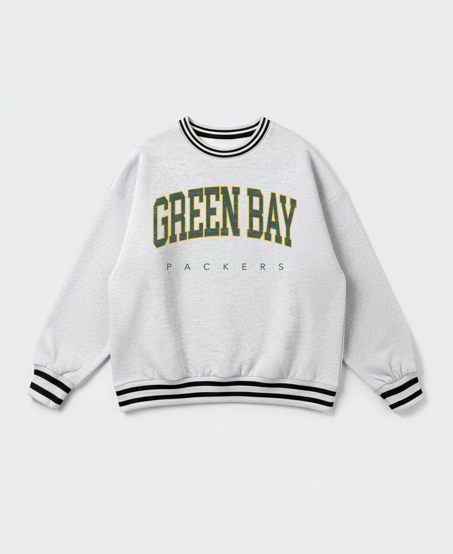 Women's Green Bay Packers Oversized Easy Energy Ringer Stripe Sweatshirt