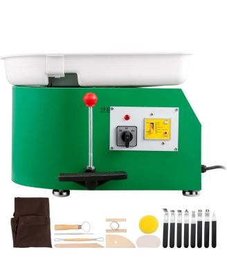 Pottery Wheel for Ceramic Work Clay Art DIY 350W Electric Pottery Forming Machine, Adjustable Feet Lever Pedal, Clay Tool with Tray, 18 Piece