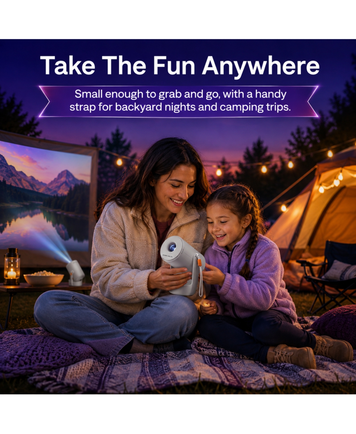 Aurzen Ultra-Portable Roku Tv Mini Projector with WiFi and Bluetooth, Upgraded Sound Base, 180degree(s) Rotation, Auto Vertical Keystone, and Zoom