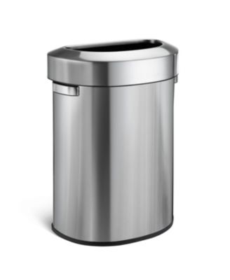 18 Gallon Stainless Steel Open Top Trash Can with Semi-Round Flat Back