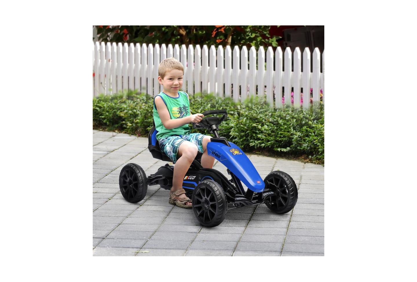 Детская игрушка YOBTOP Kids Pedal Go Kart with Adjustable Seat & Handbrake, 66 lb. Capacity, Ages 3-8, цвет: Синий — фото 2