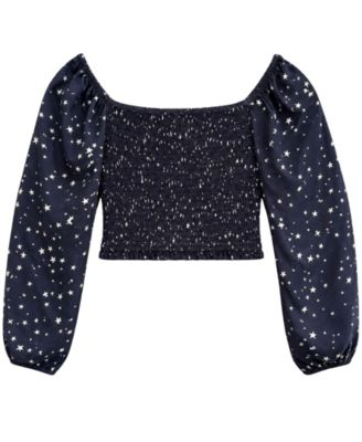 Girls' 7-16 Mini Star Printed Long-Sleeve Top