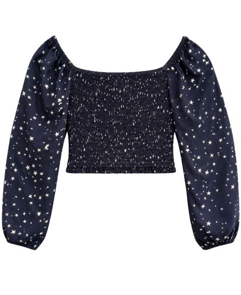 Детский топ With Jules Mini Star со звёздами, длинный рукав, 7-16, цвет: Тёмно-синий