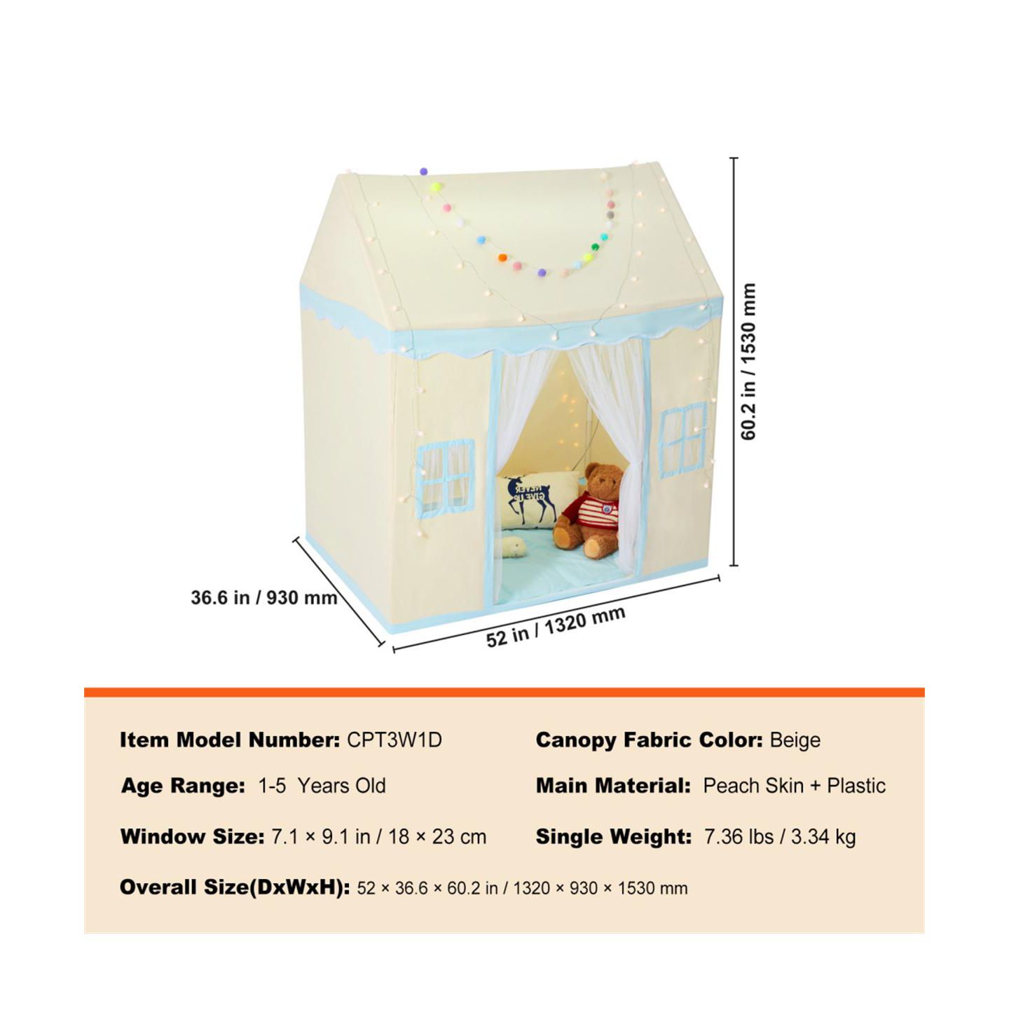 Детские игрушки YOBTOP Castle Indoor and Outdoor 3-Piece Play Tent, Ages 1-5 — фото 3