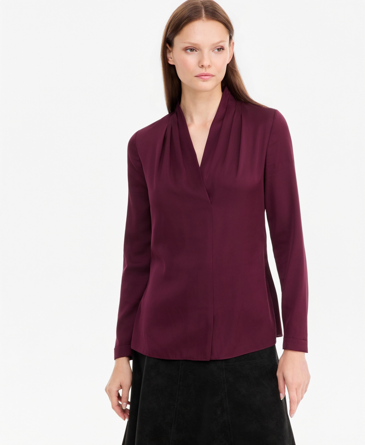 Kobi Halperin Women's Nellie Long-Sleeve V-Neck Silk-Blend Blouse - Berry