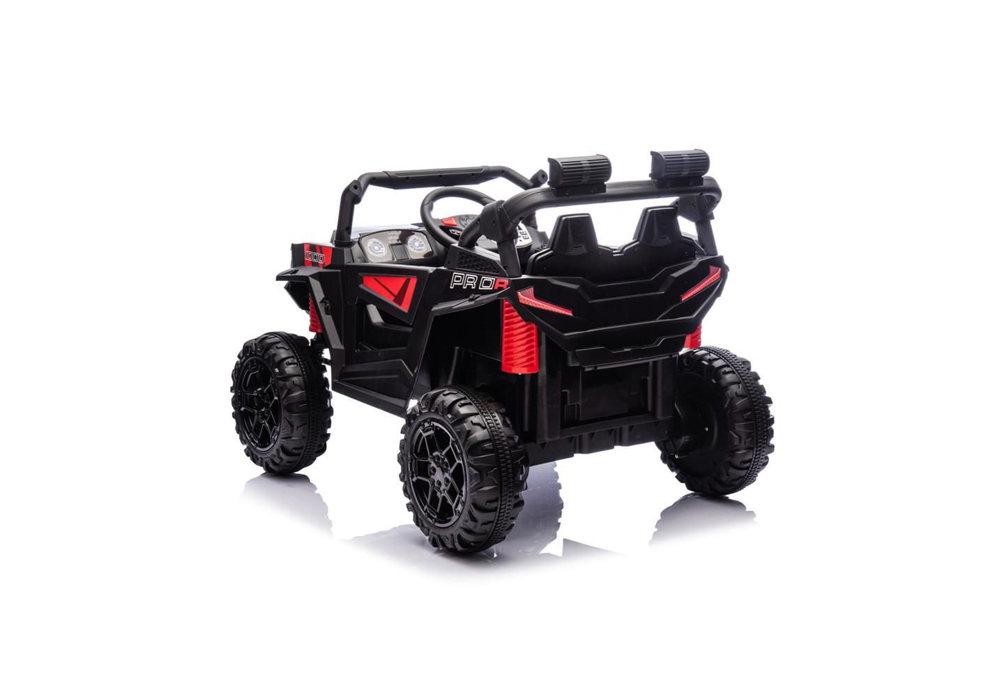 Детская игрушка YOBTOP 24V 400W Kids Ride On Electric UTV - Parents Remote Control, Four-Wheel Suspension, LED Lights, USB and MP3 Music and Bluetooth for Kids, цвет: Чёрный красный — фото 2