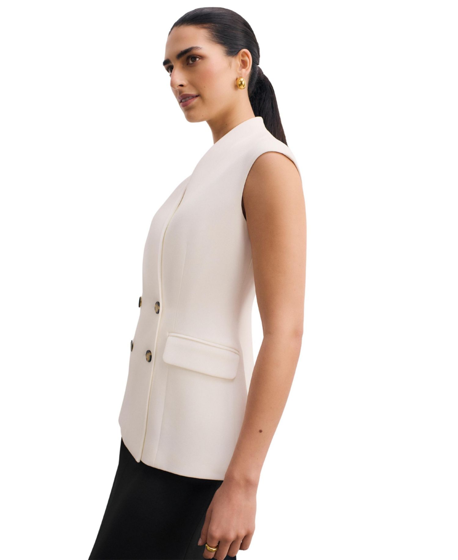 Women's Nera Double-Breasted Sleeveless V-Neck Waistcoat