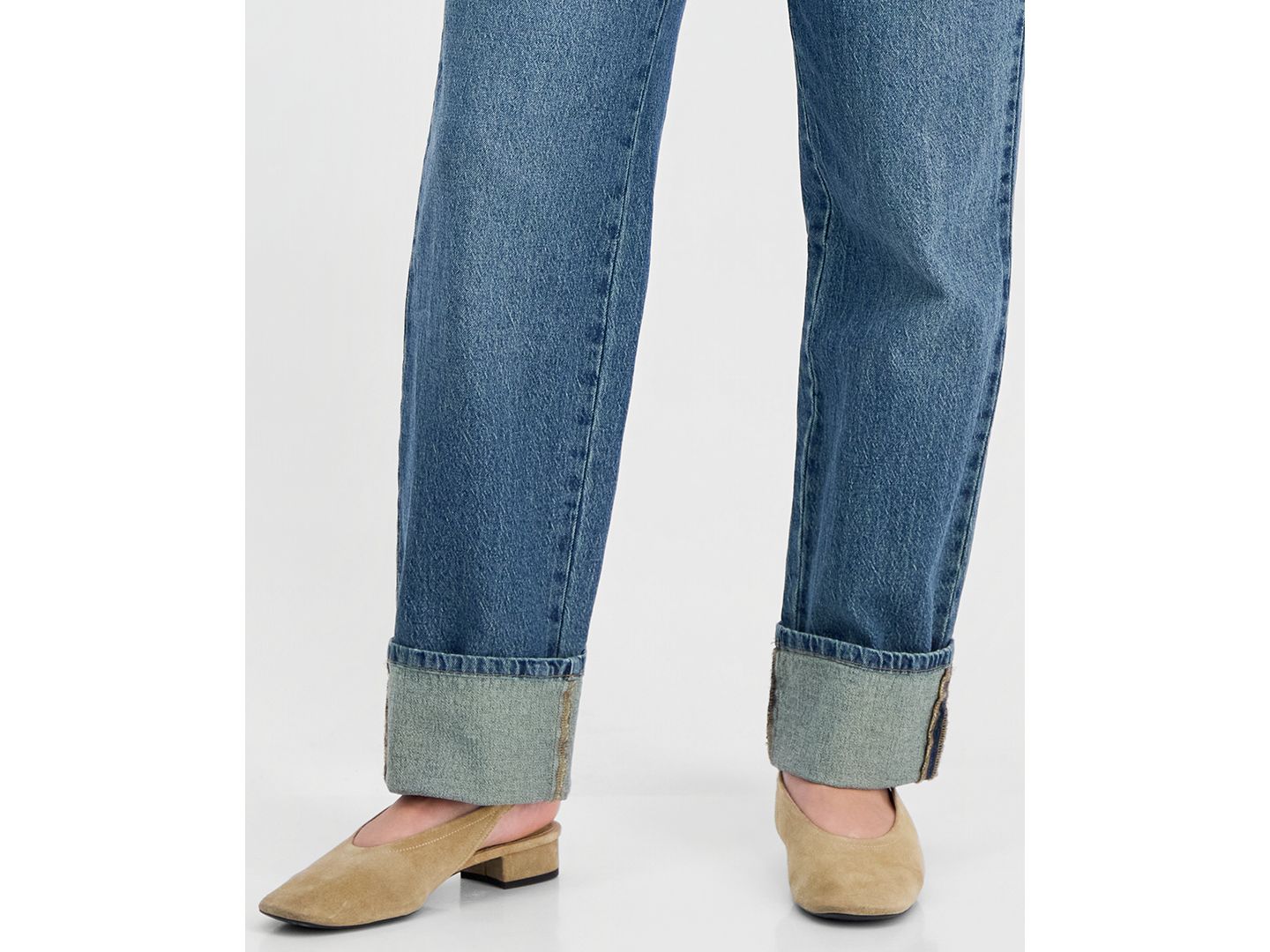Женские джинсы And Now This High-Waisted Cuffed-Hem Straight-Leg, цвет: Средняя варка — фото 5