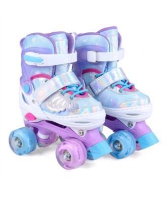 Butterfly Kids Roller Skates One-Button Expandable with Motion LED Wheels Ages 5-7