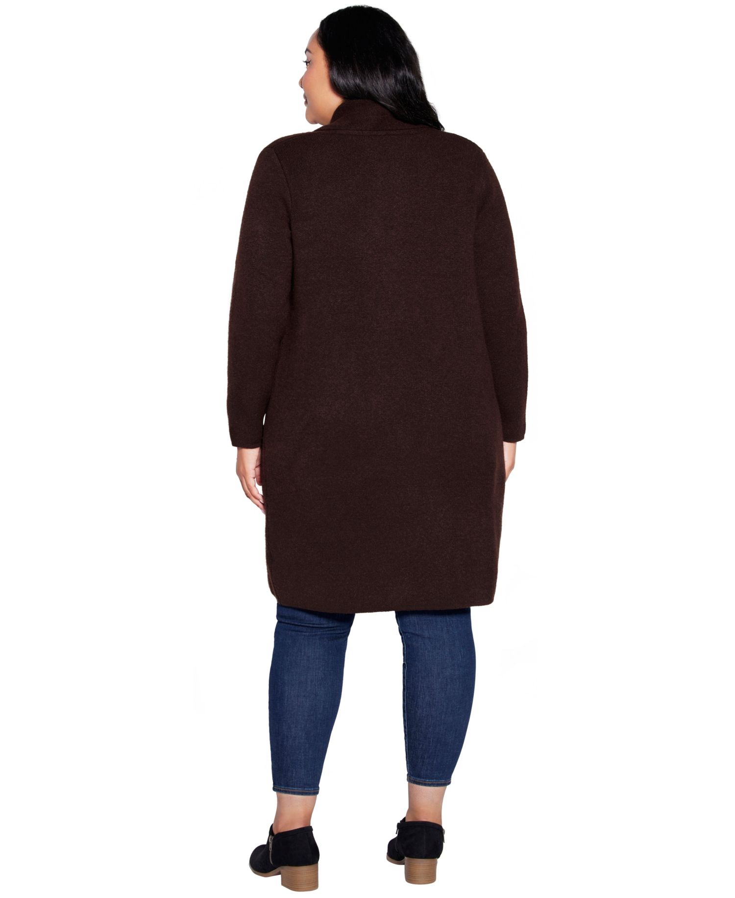 Plus Size Duster Shawl Collar Long-Sleeve Cardigan