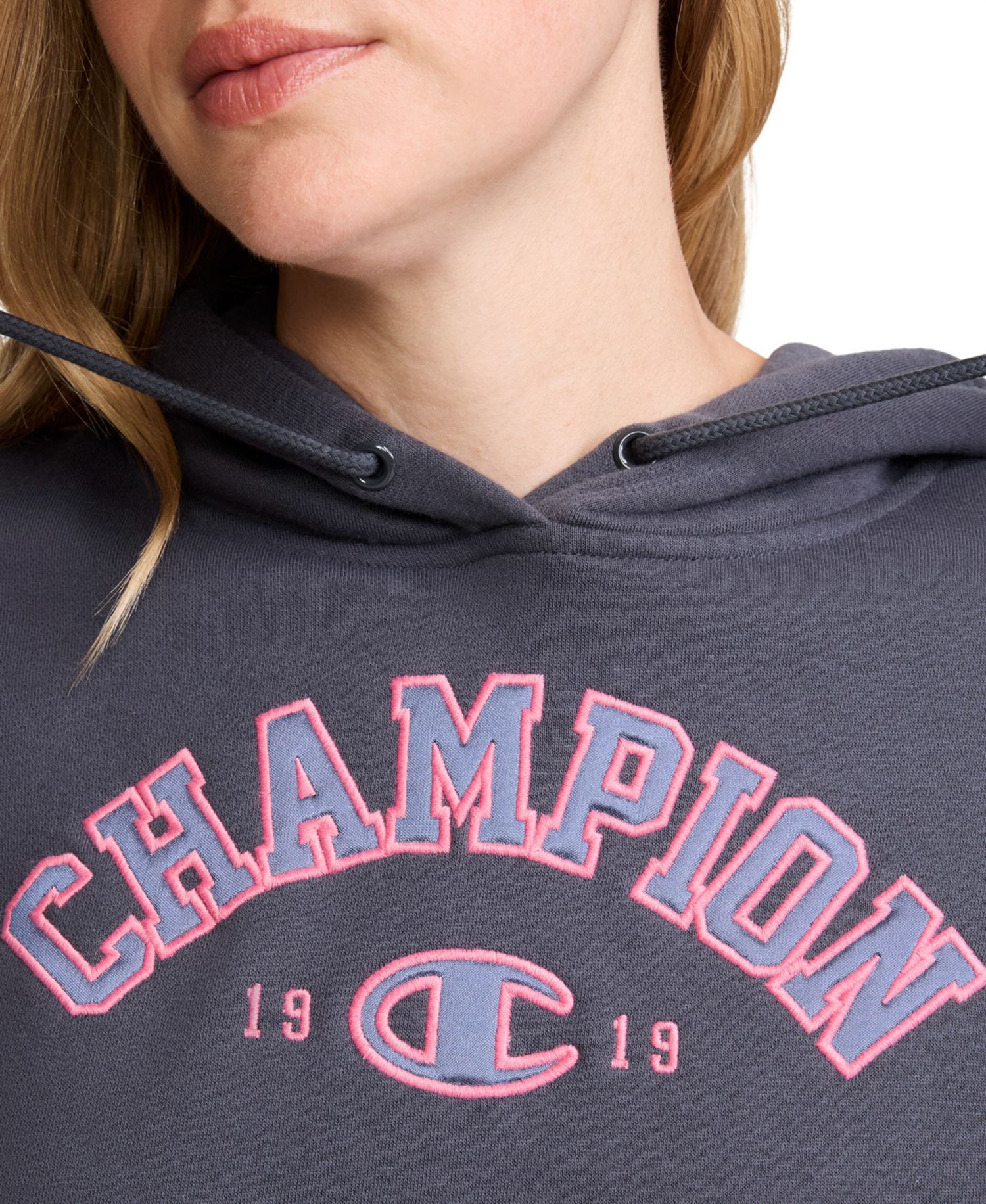 Women's Fleece Long-Sleeve Satin Applique Hoodie