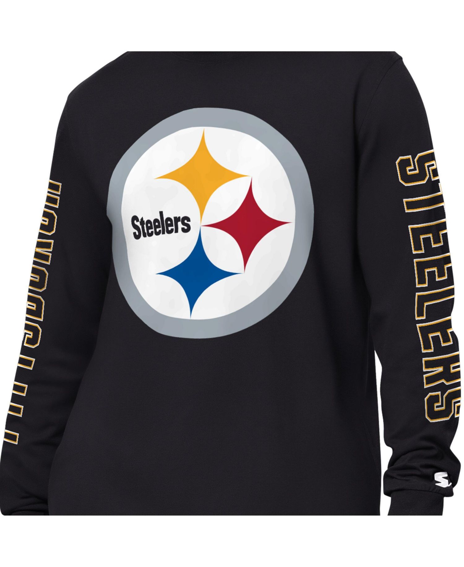Men's Black Pittsburgh Steelers Clutch Hit II Long-Sleeve T-Shirt