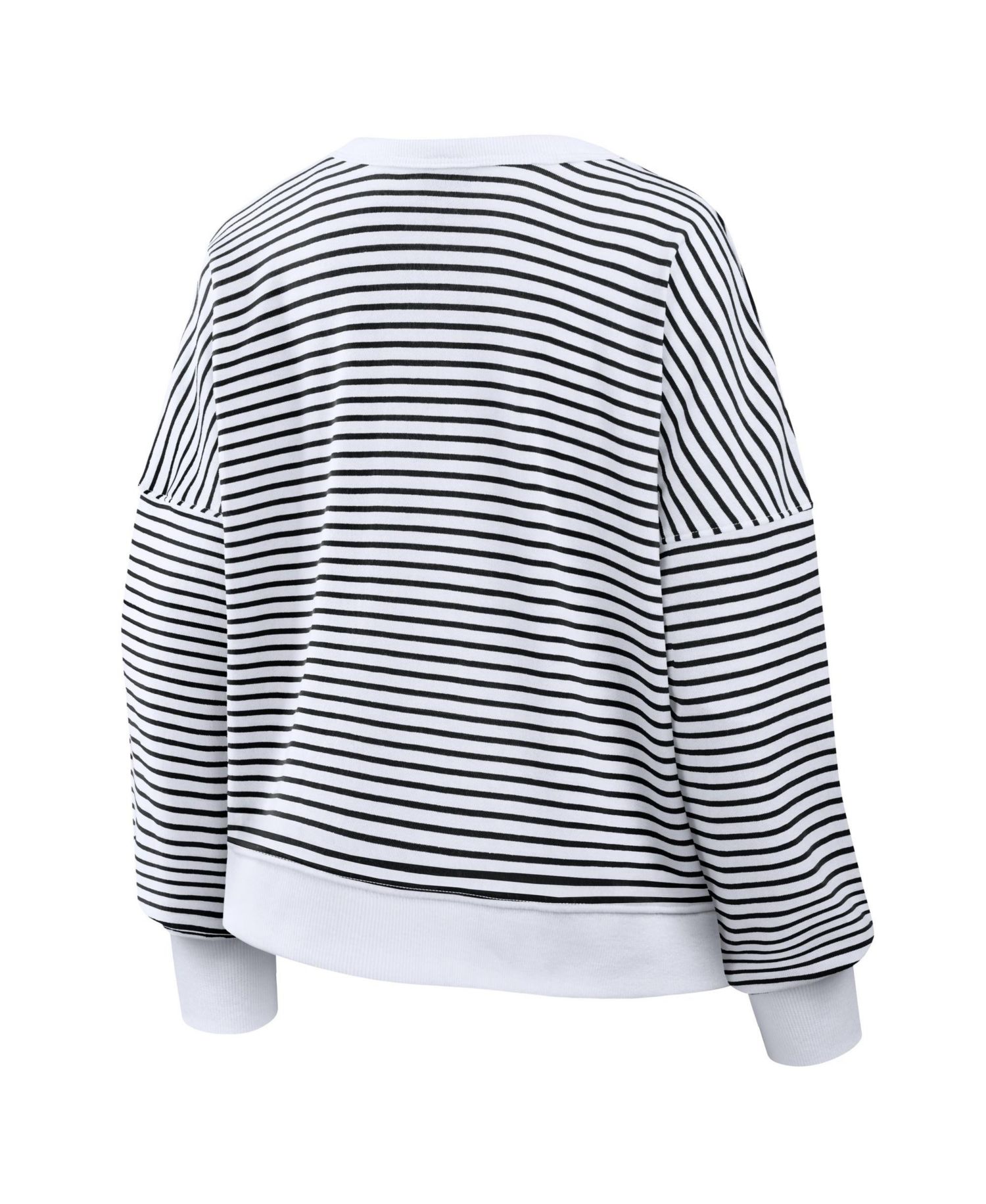 Women's White/Black Pittsburgh ST-Shirtlers Striped Oversized French Terry Sweatshirt