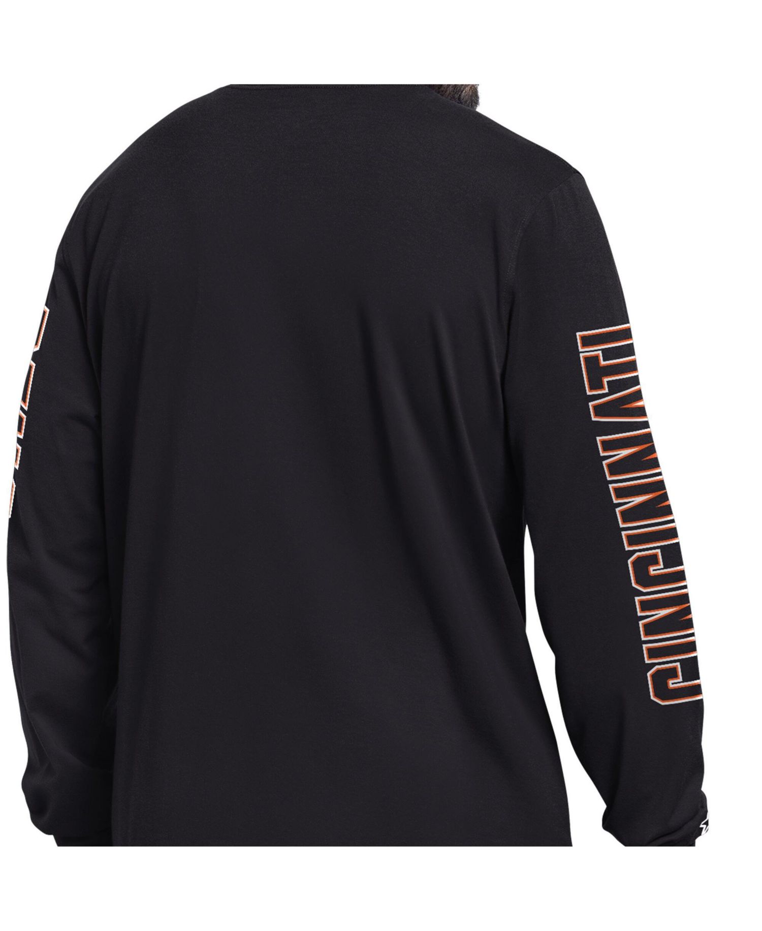 Men's Black Cincinnati Bengals Clutch Hit II Long-Sleeve T-Shirt