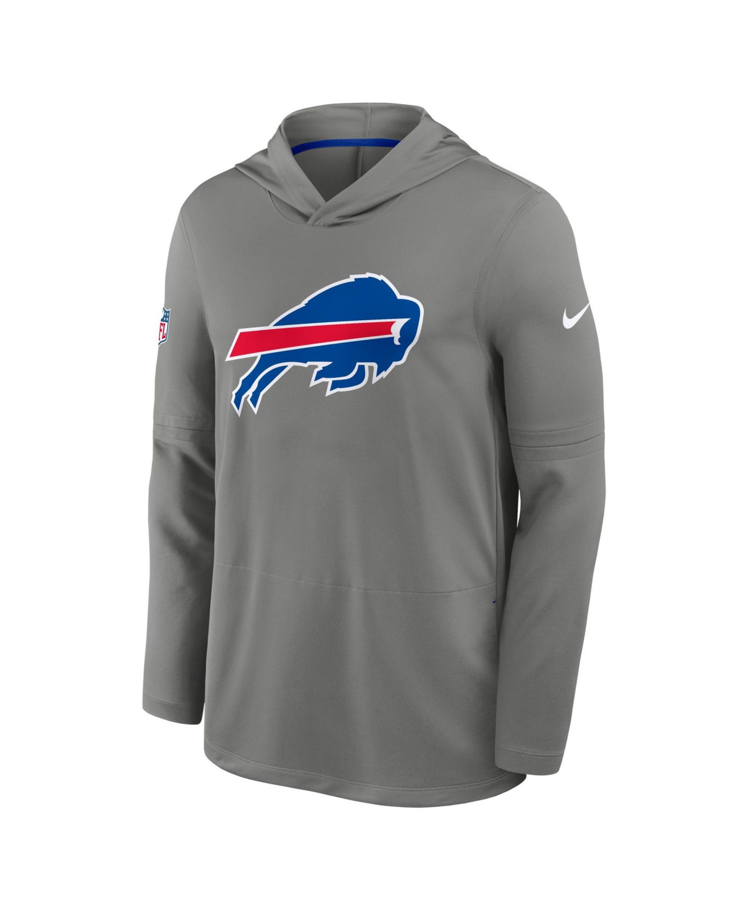 Men's Gray Buffalo Bills Sideline Alternate Lightweight Long Sleeve Hooded Dri-FIT T-Shirt