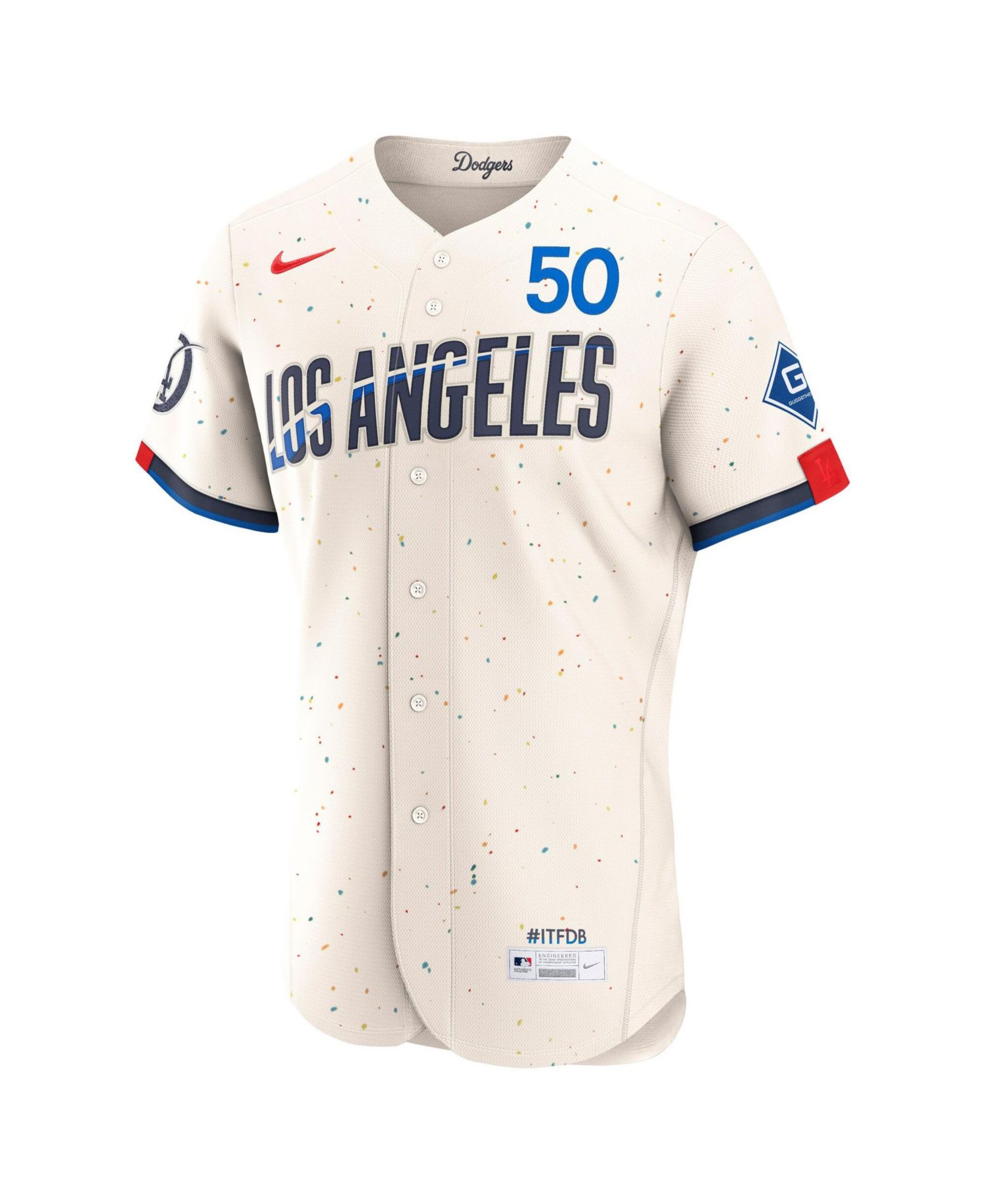 Men's Cream Mookie Betts Los Angeles Dodgers City Connect Authentic Sponsor Patch Jersey