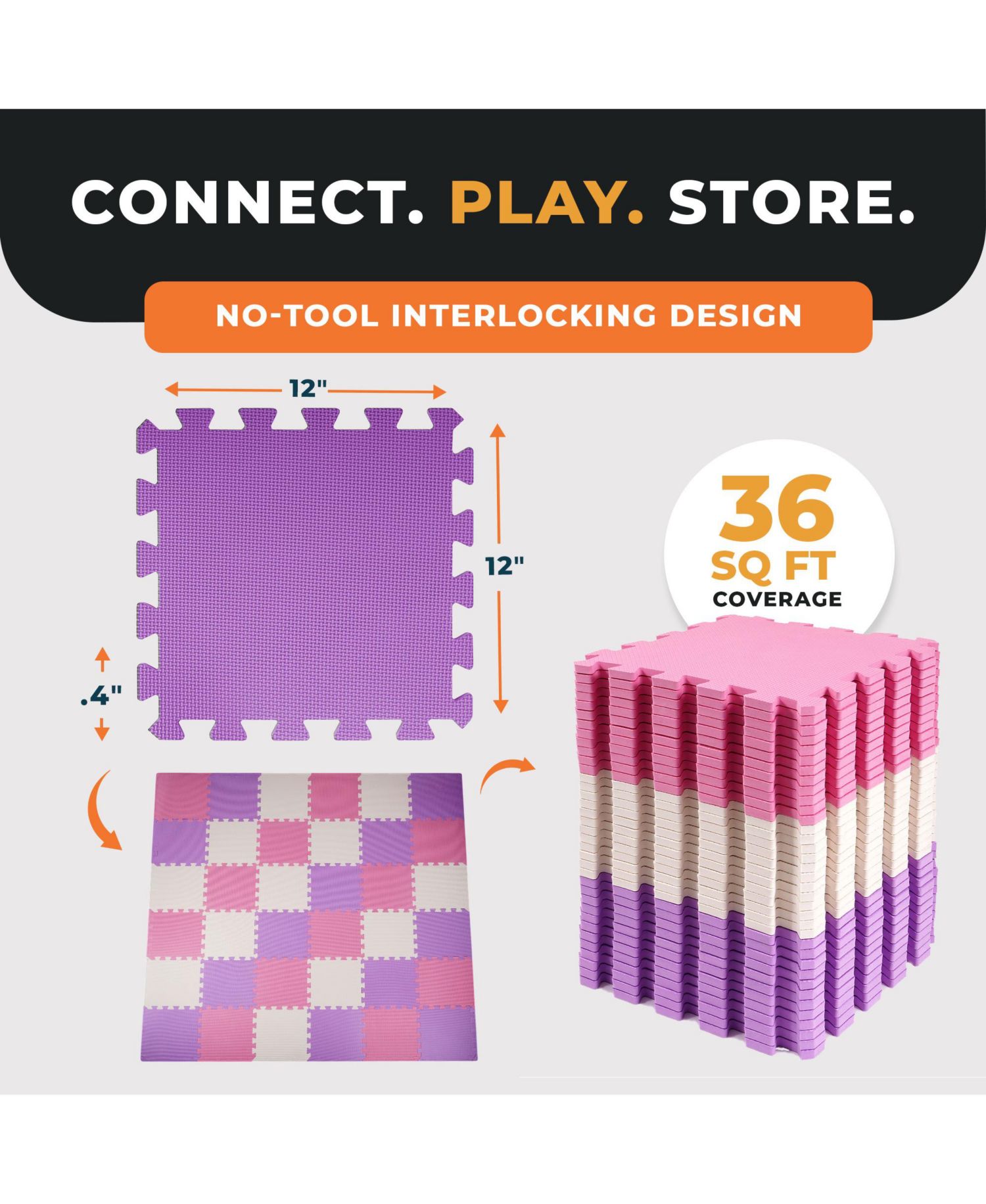 36 Tile Thick Interlocking Puzzle Foam Exercise Play Mat