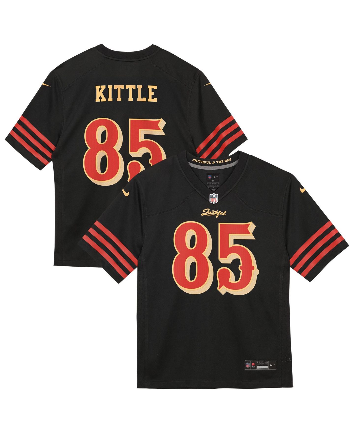 Топ Nike Preschool George Kittle Black San Francisco 49ers 2025 Rivalries Collection Game Jersey для мальчиков — фото 1