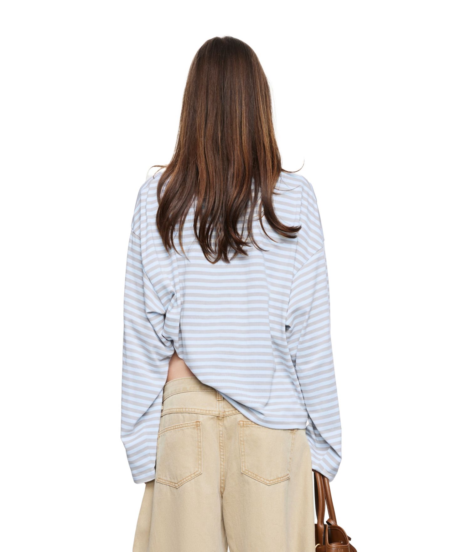 Женская футболка Lioness Bloom Striped V-Neck Long-Sleeve, цвет: Небесно-голубой полосатый — фото 5