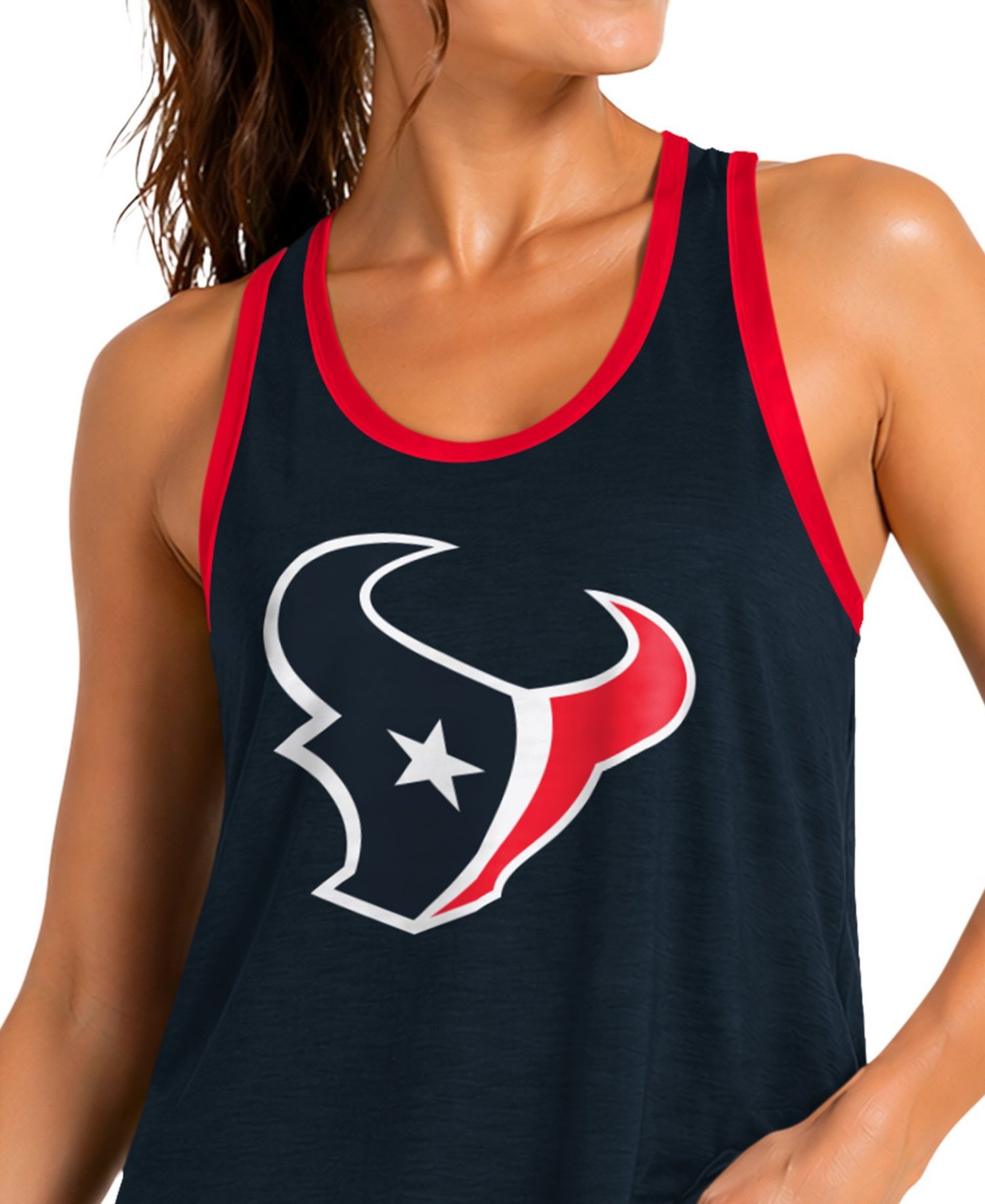 Women's Navy Houston Texans Tater II Racerback Tank Top