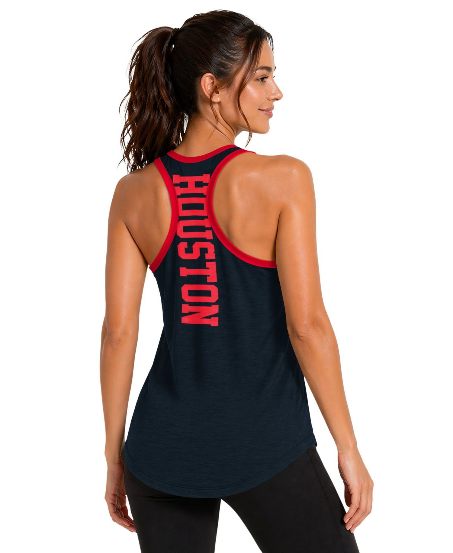 Women's Navy Houston Texans Tater II Racerback Tank Top