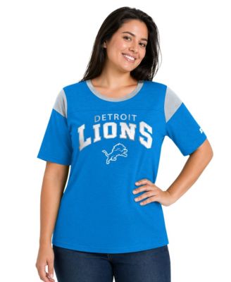 Women's Blue Detroit Lions Plus Size Linebacker Slub T-Shirt