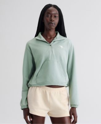 Women's Mint San Francisco 49ers Oversized Clutch Tri-Blend Quarter-Zip Pullover Sweatshirt