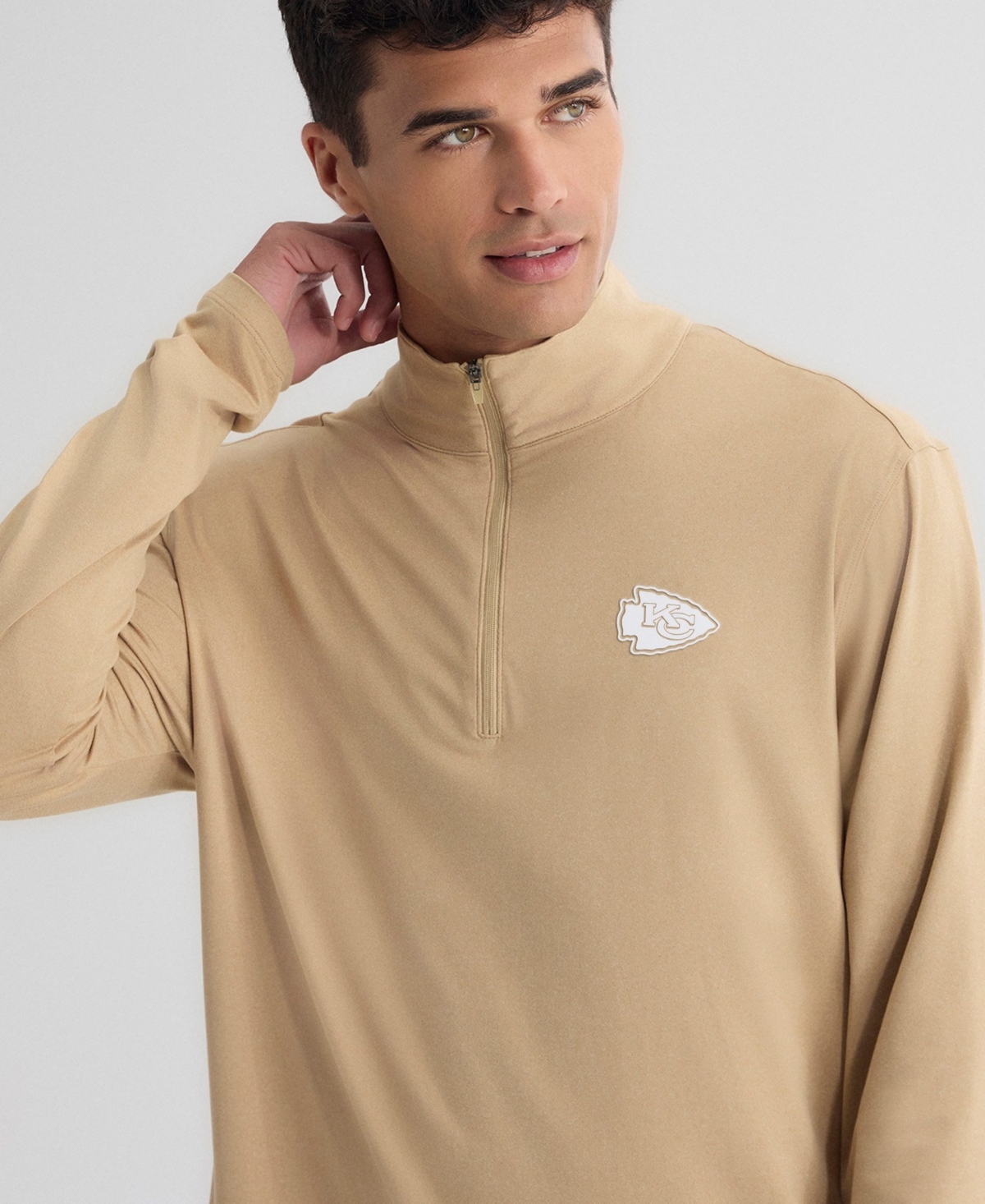 Fanatics Men's Tan Kansas City Chiefs Clutch Quarter-Zip Pullover Sweatshirt