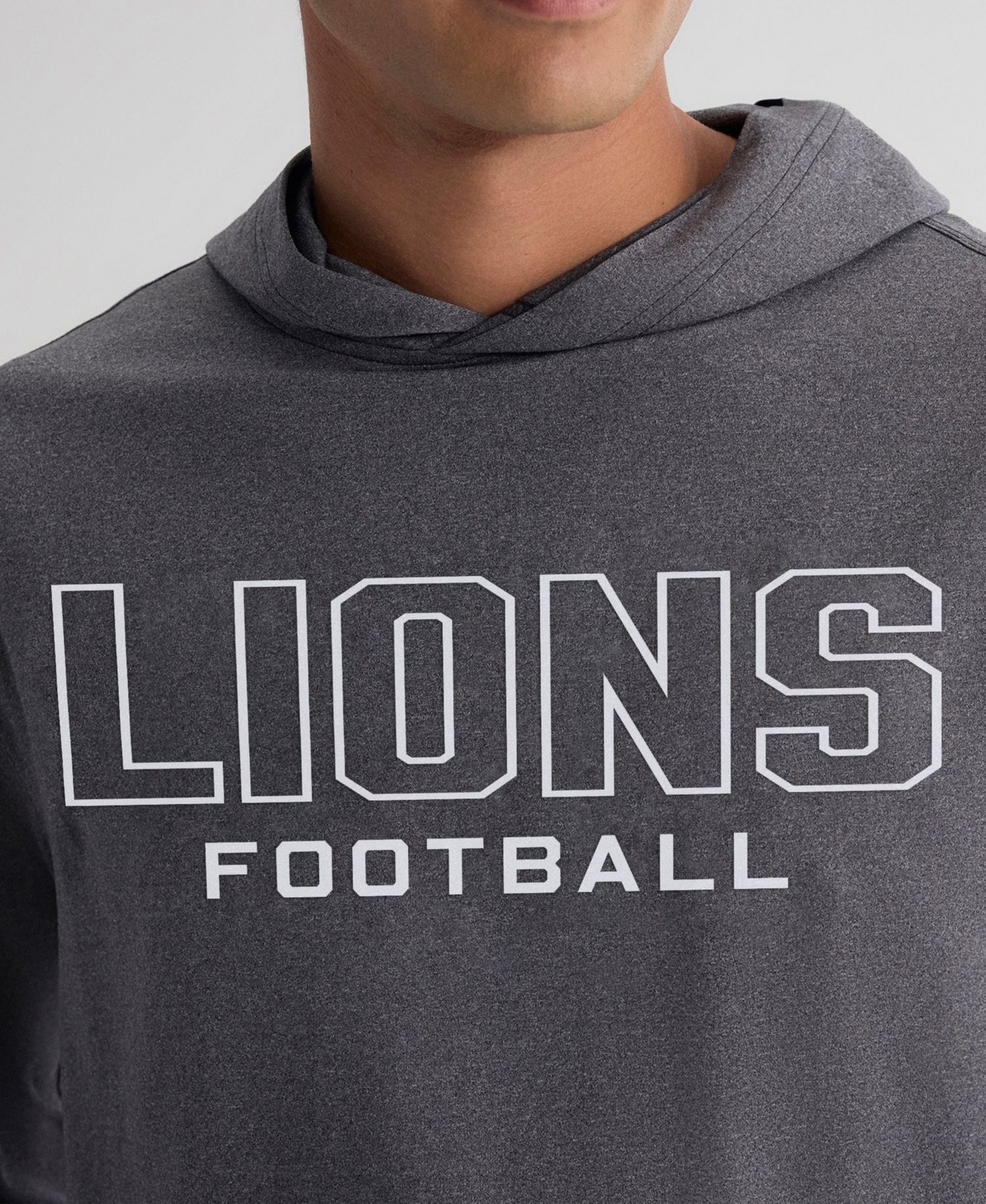 Men's Charcoal Detroit Lions Clutch Long Sleeve Hooded T-Shirt