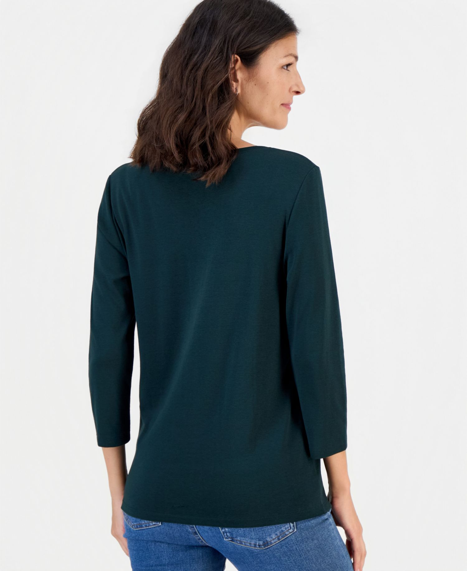 Plus Size 3/4-Sleeve Henley Tee