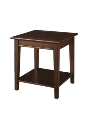Wooden End Table for Living Room, Small Square Table with Shelf