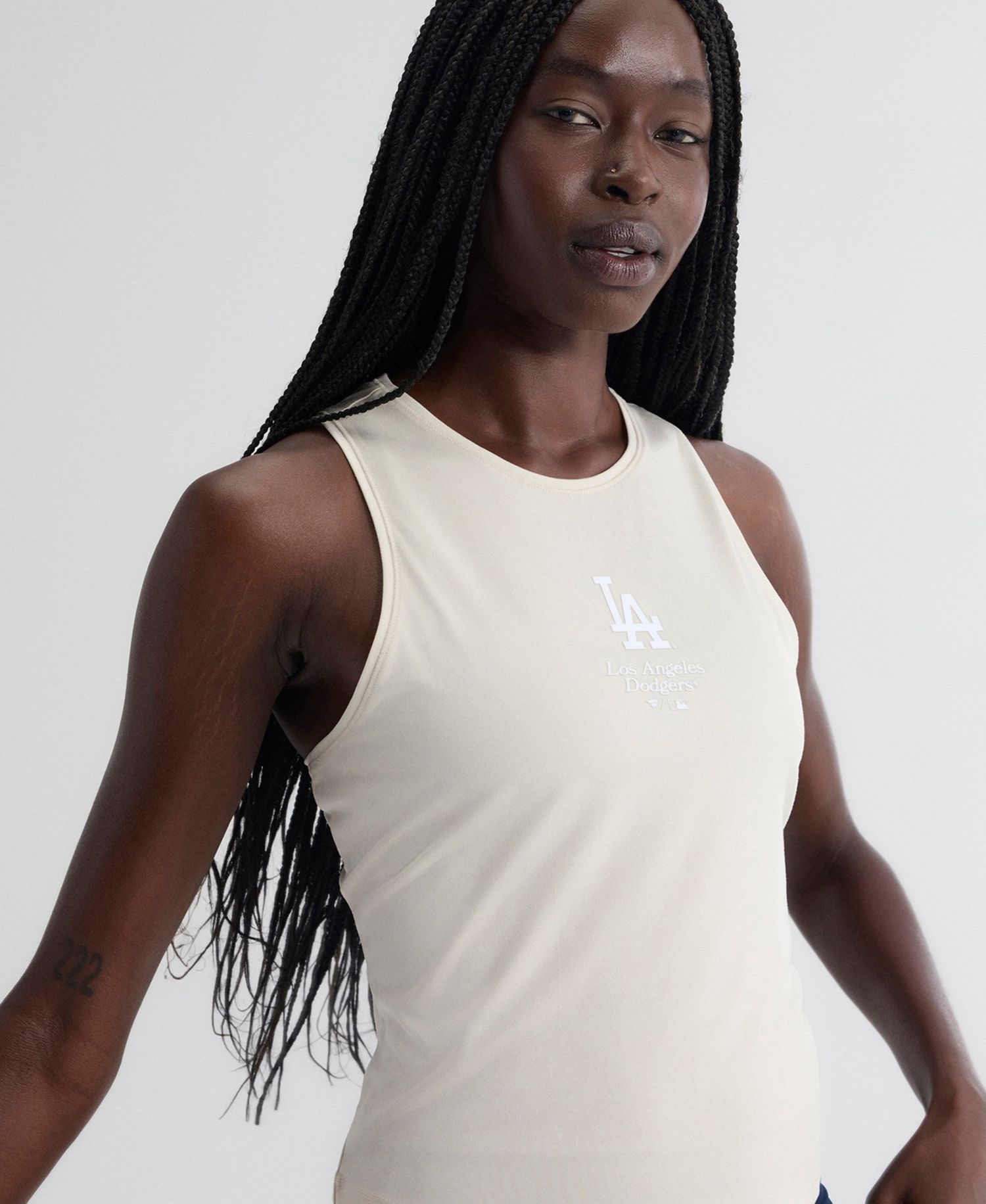Women's Beige Los Angeles Dodgers Clutch Tank Top