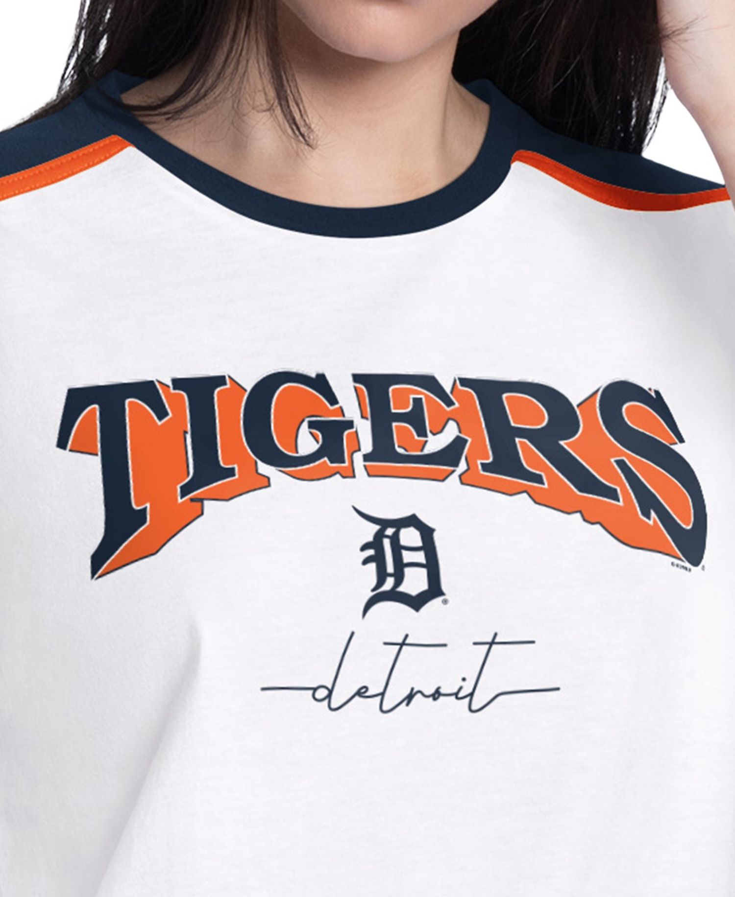 Women's White Detroit Tigers First Lane Fashion T-Shirt