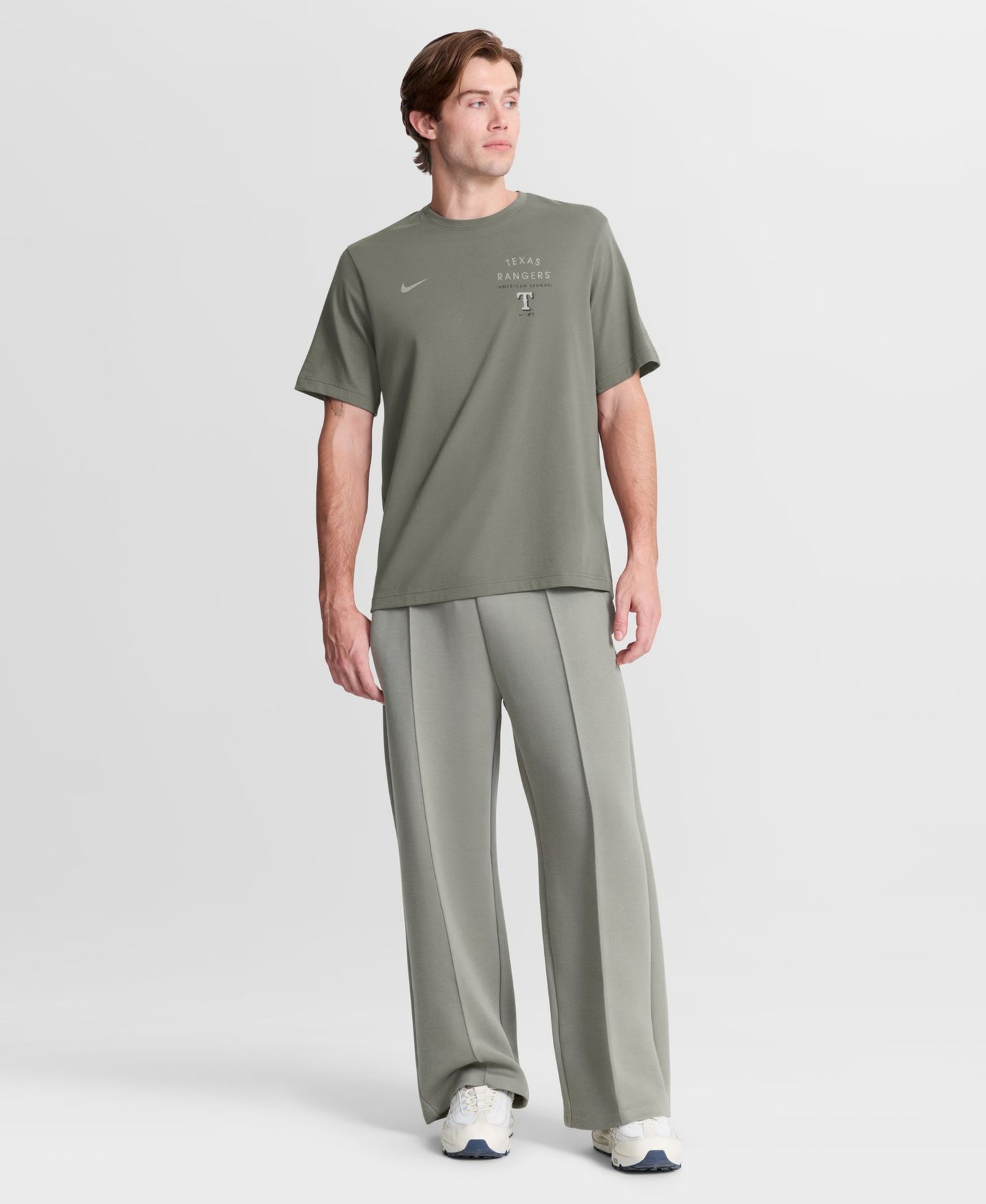 Men's Olive Texas Rangers Statement Dri-FIT Primary T-Shirt