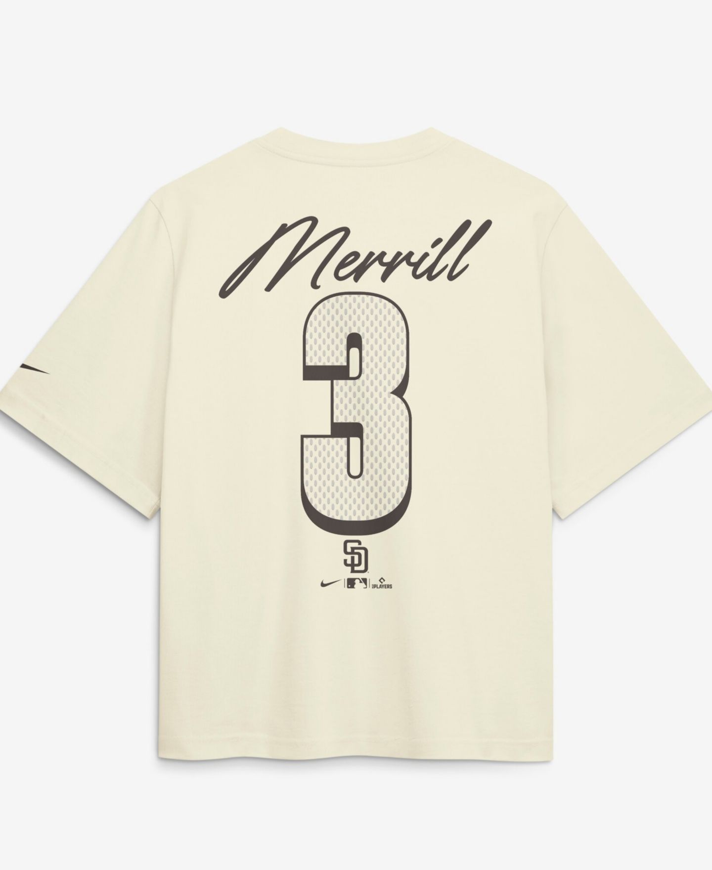 Женская футболка Nike Jackson Merrill Cream San Diego Padres Premium Essentials Boxy Name Number — фото 2