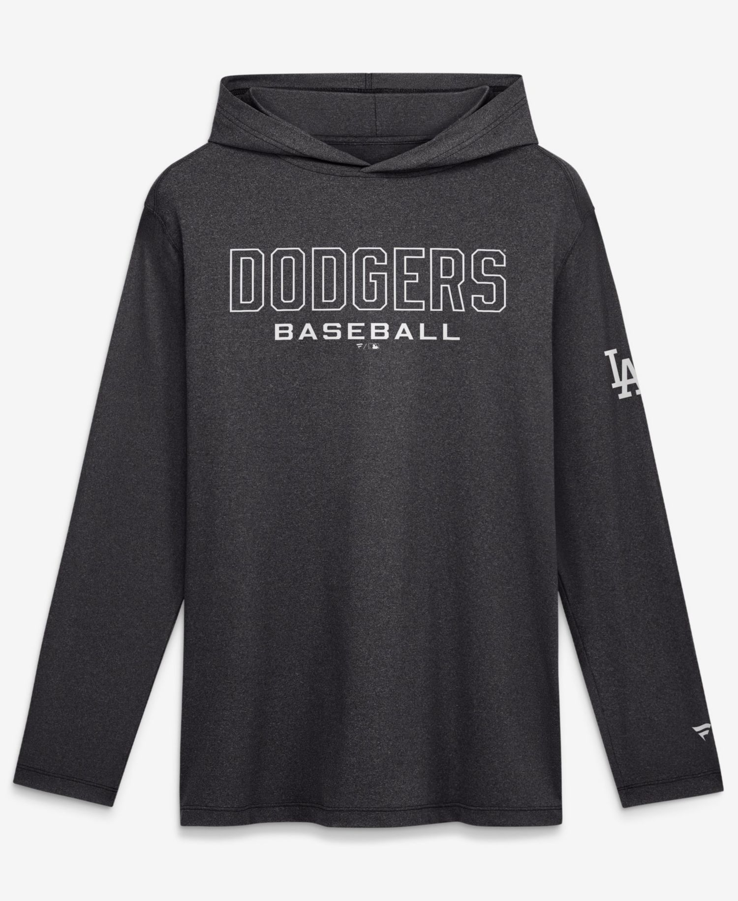 Men's Charcoal Los Angeles Dodgers Clutch Long Sleeve Hooded T-Shirt