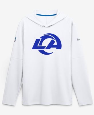 Men's Los Angeles Rams Fearsome White Sideline Lightweight Long Sleeve Hooded Dri-FIT T-Shirt