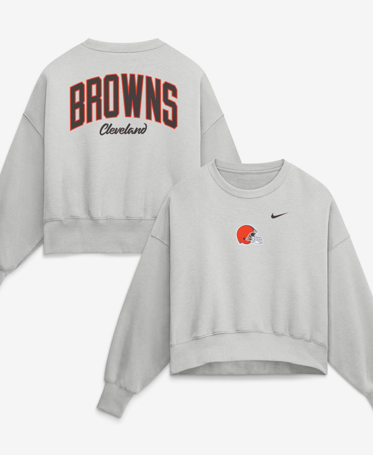 Women's Gray Cleveland Browns Oversized Primetime Phoenix Fleece Sweatshirt