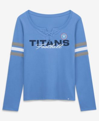 Women's Blue Tennessee Titans Team First Coverage Scheme Lace-Up Long Sleeve T-Shirt