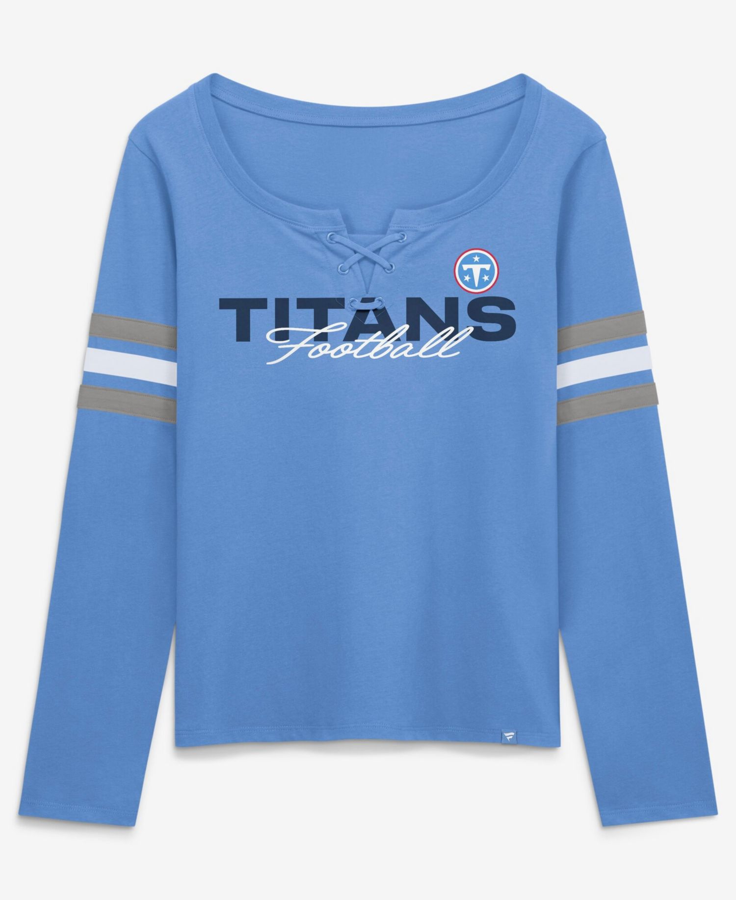 Women's Blue Tennessee Titans Team First Coverage Scheme Lace-Up Long Sleeve T-Shirt